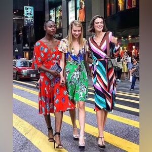 NWT Diane von Furstenberg Chevron Stripe Wrap Dress